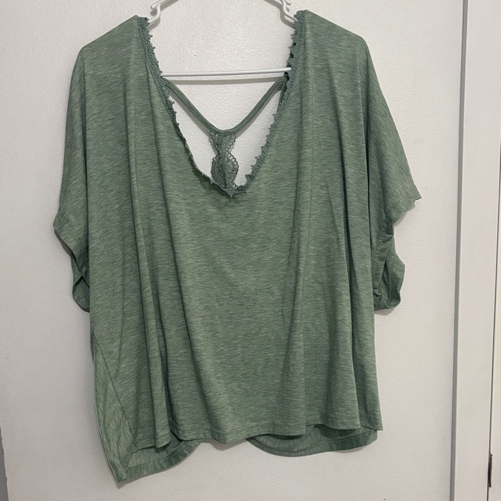 SHEIN Green Women's Top with Back Detail